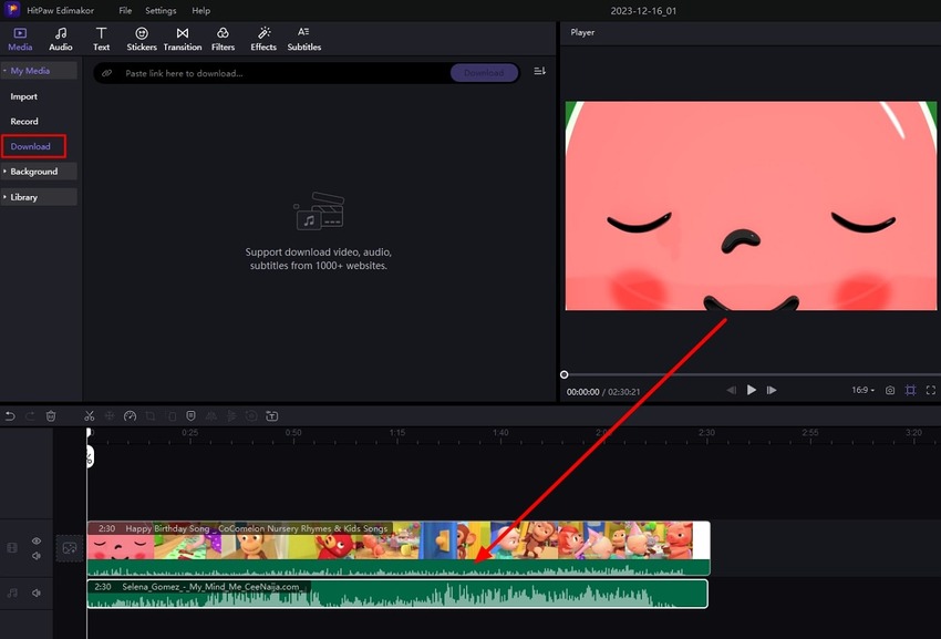 add music to cocomelon birthday video