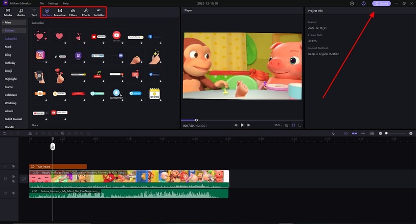 personalize birthday video and export