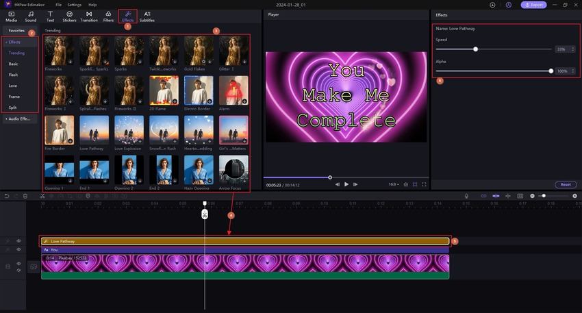 HitPaw Edimakor romantic video editing