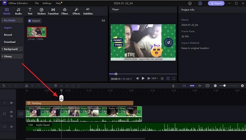add clip to timeline