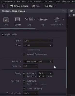 how to export davinci resolve as movie