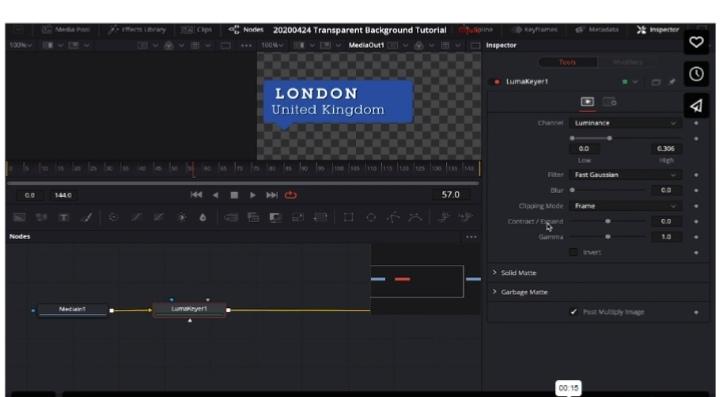 davinci resolve remove black and white background 3