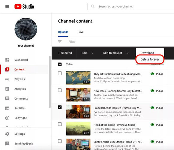 재생목록 삭제 방법