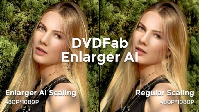 DVDFab Enlarger AI enhancing low-light video quality