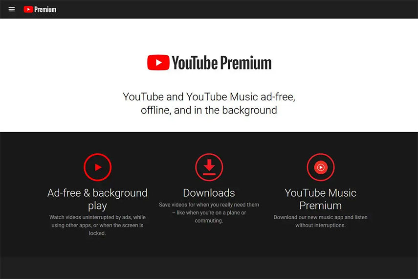 آزمایش رایگان YouTube Premium