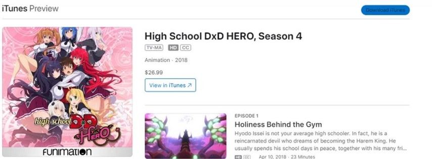 High School DxD New, Season 2 iTunes