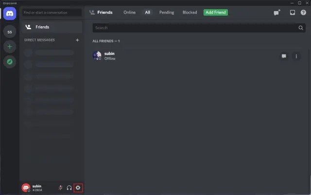 cliquez sur paramètre