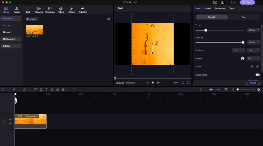 rotate and export video.