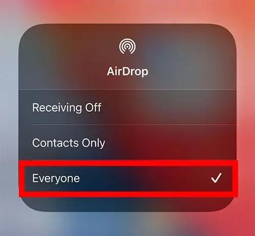configurações de airdrop no iphone