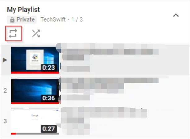 how to put a youtube video on loop with a playlist on desktop