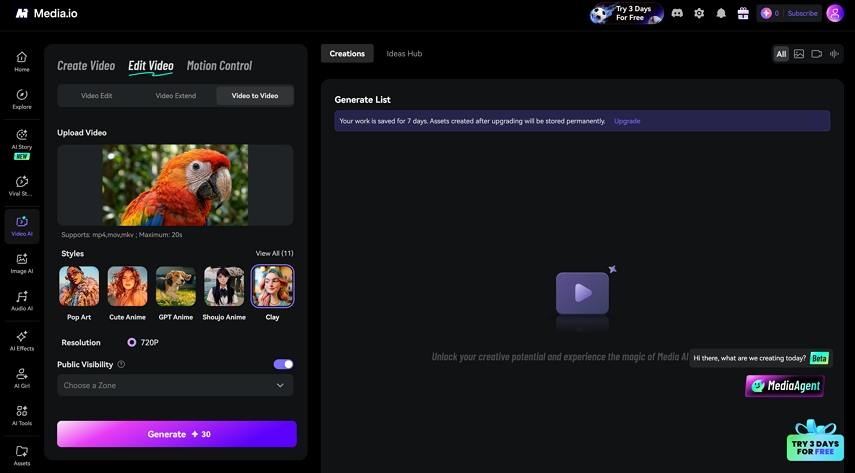 turn video into Claymation online