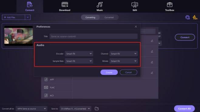 customize output settings