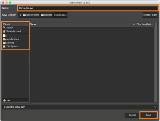 nomear arquivo svg no gimp
