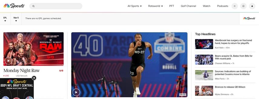 sites like first row sports: NBC Sports