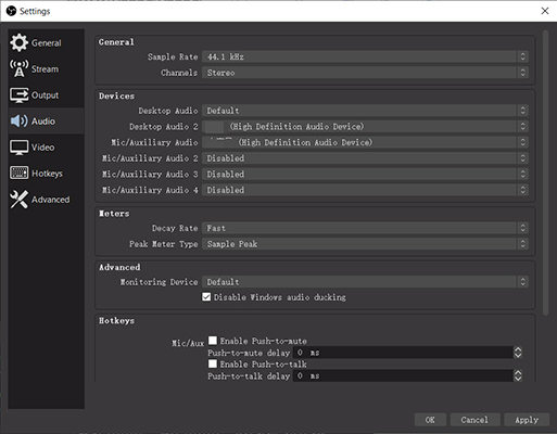 obs studio recording settings