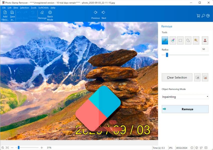 program like softorbits photo stamp remover