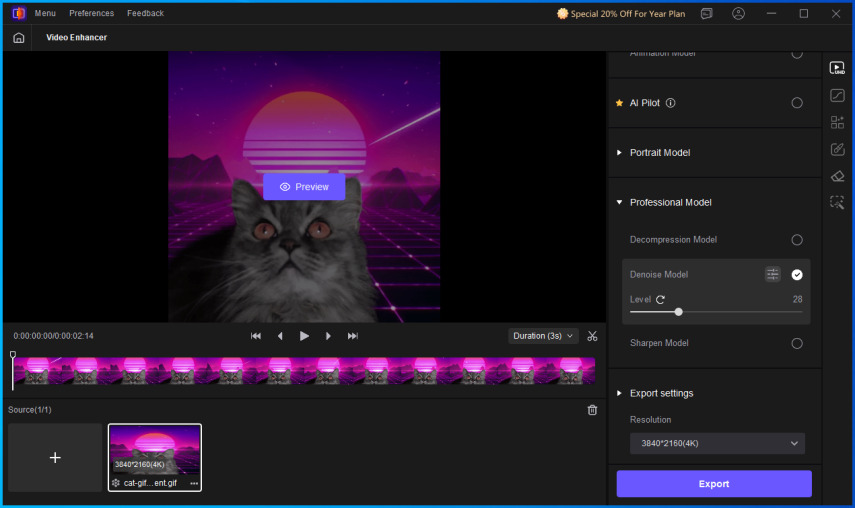 Pick an AI model to enhance GIF