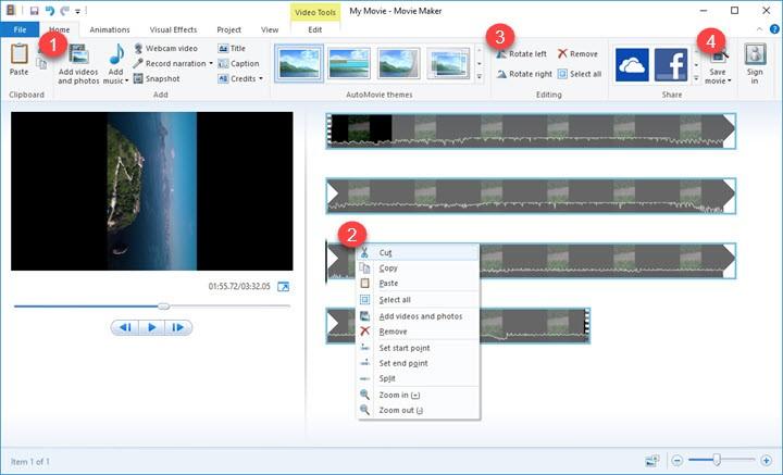 change portrait video to landscape in windows movie maker
