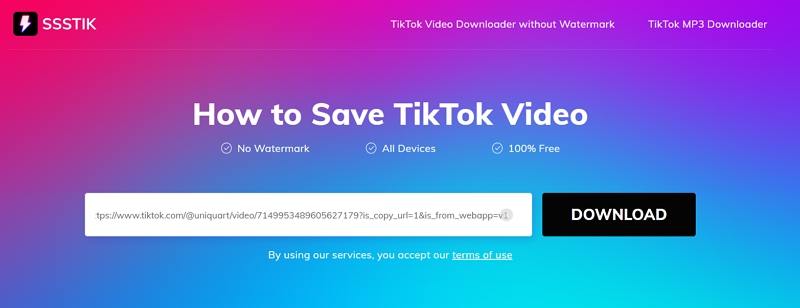 TikTok Video Downloader Without Watermark - URL MP4