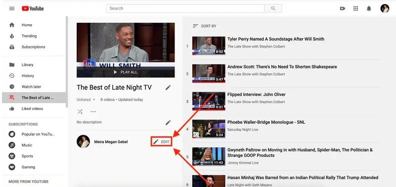 how to share youtube playlist