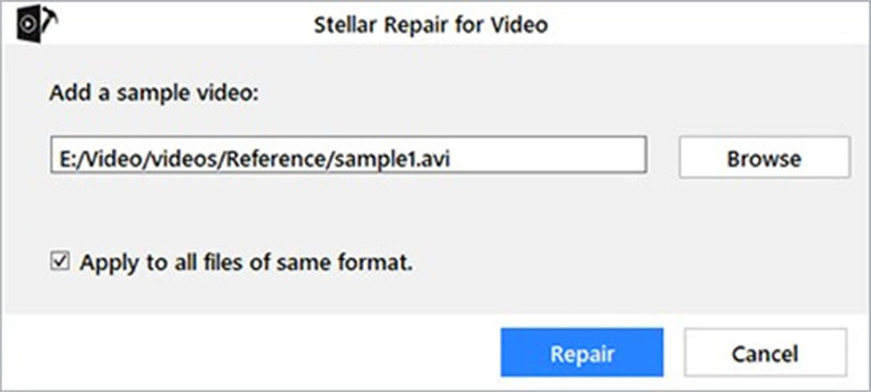 stellar repair for video add a sample