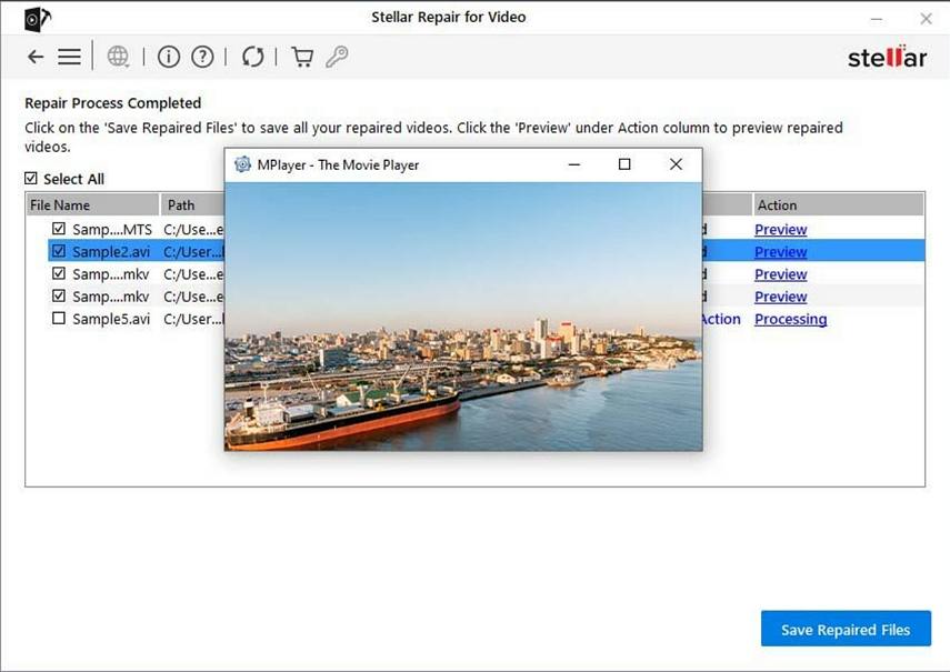 stellar video repair preview repaired video