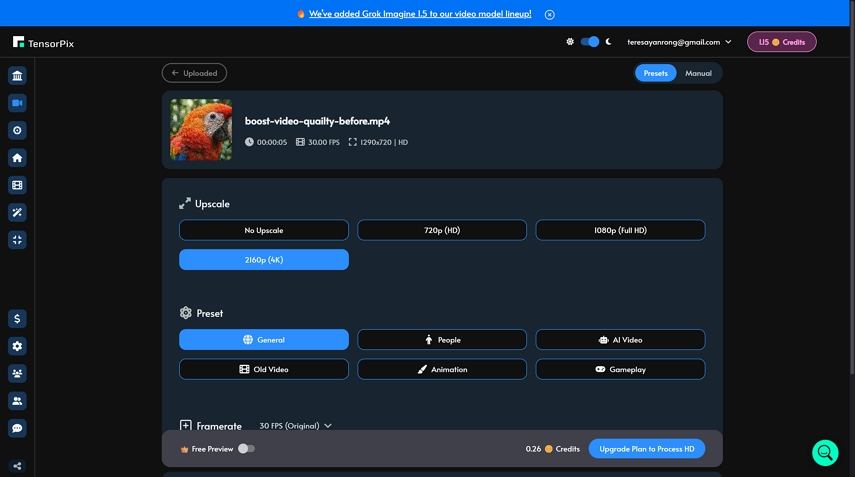 tensorpix upscale settings