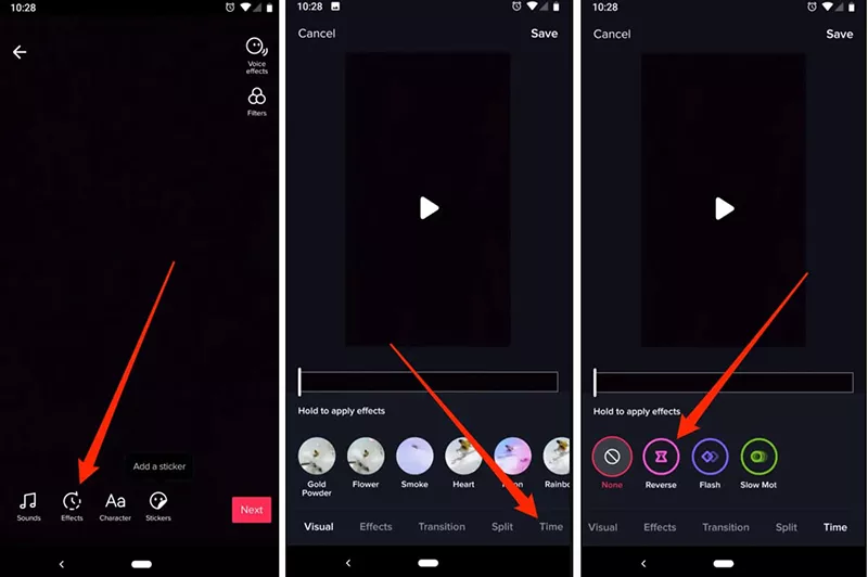TikTokで動画を反転させる方法