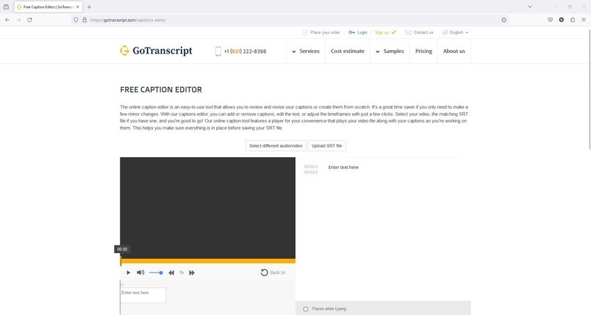 GoTranscript 자동 캡션 동영상 편집기