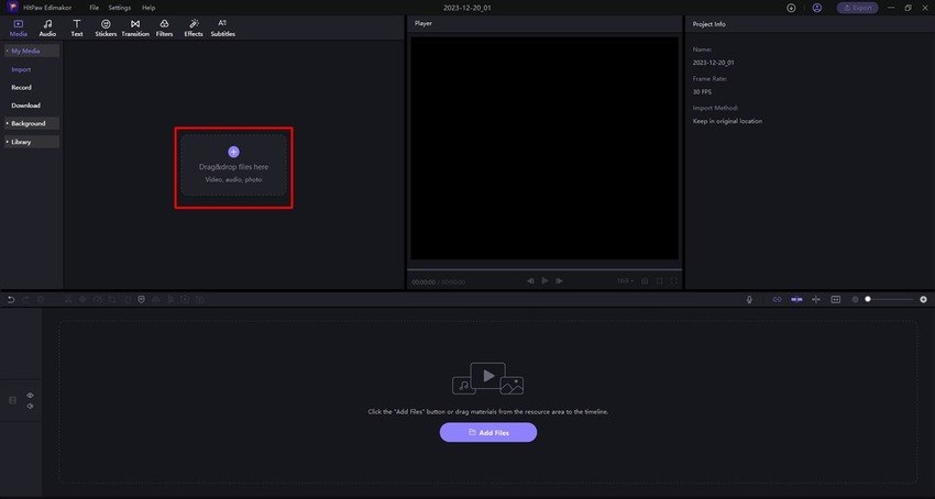 start hitpaw edimakor video editor