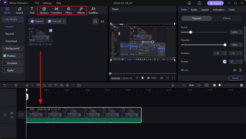 add to timeline and edit