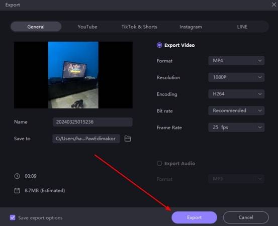export final video from hitpaw