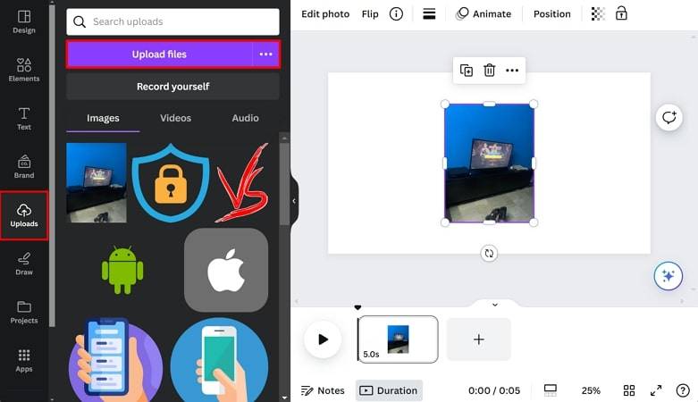 ライブフォトをフレームにアップロード