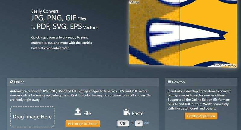 upload de imagem para o vector magic