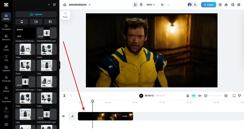 add video to capcut to split