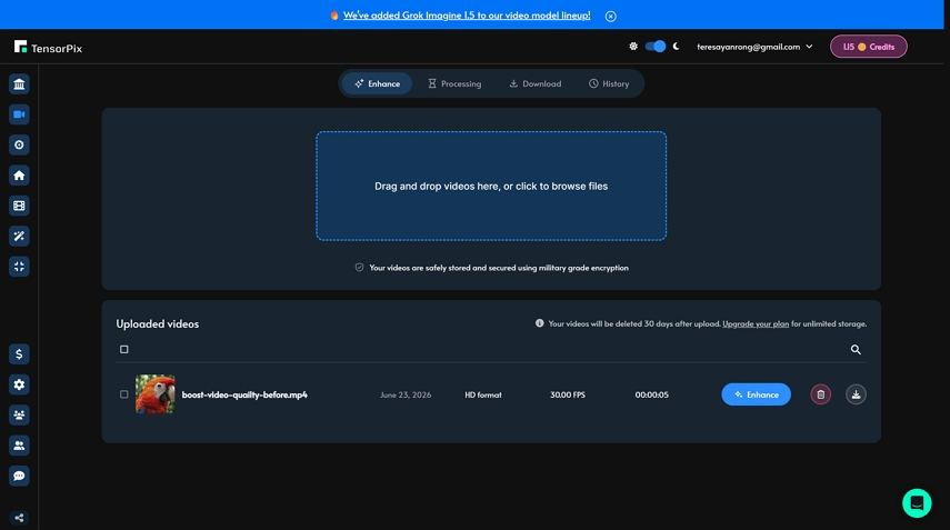 upload vide to tensorpix