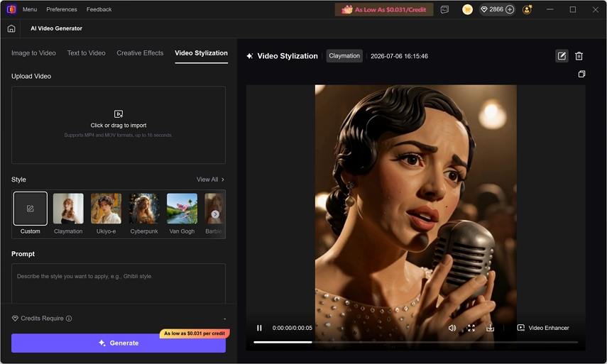 convert video into Claymation style in vikpea