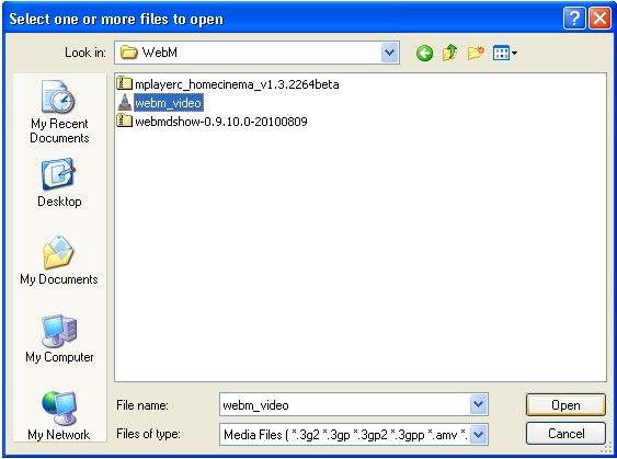 riproduci webm in vlc