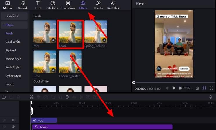 add filters and effects to video