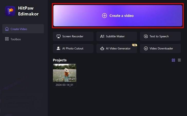 create a new short video project