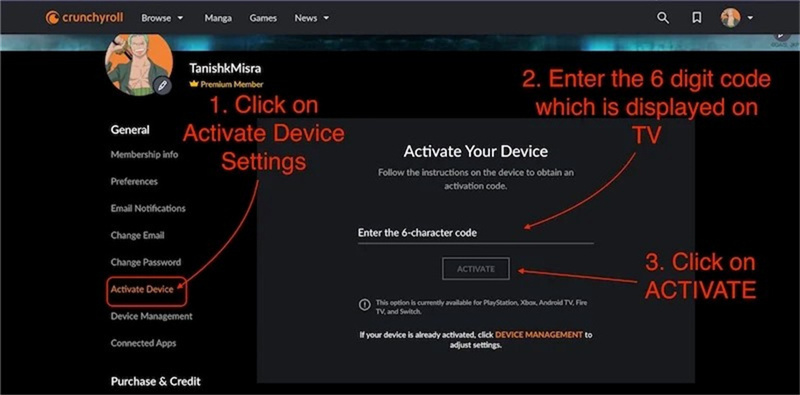 PlayStationがCrunchyrollのアカウントと接続