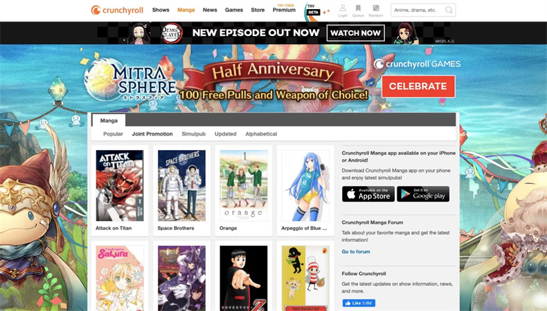 lire manga sur crunchyroll