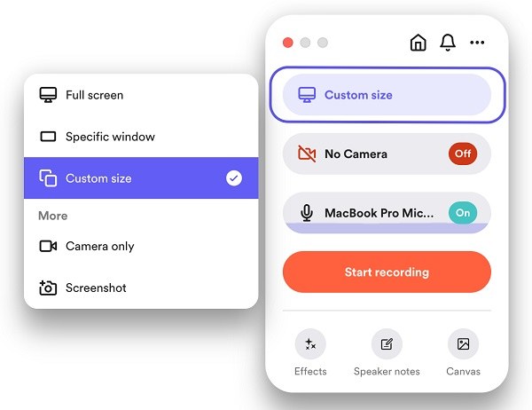 loom record video in custom size
