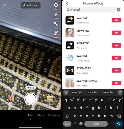 flip tiktok video using inverted effect