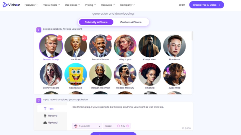 vidnoz voice genenrator