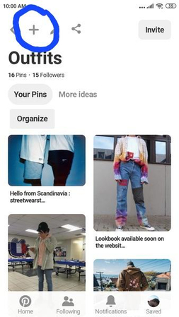 add gif by clicking on plus icon in Pinterest lite app