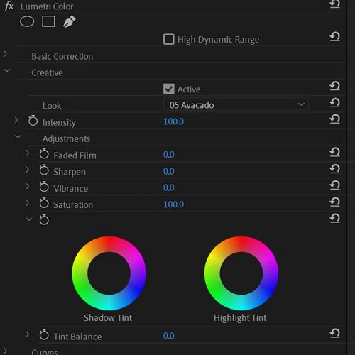 adobe premiere creative vibrance