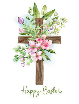 blessed easter with flowers