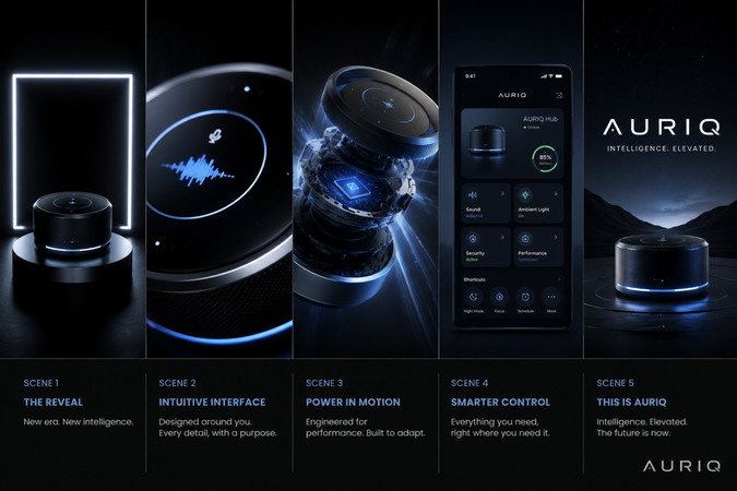 AI futuristic tech product launch advertisement