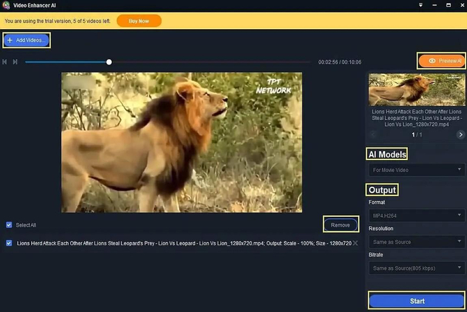 DVDFab Video Enhancer AI restoring old blurry video